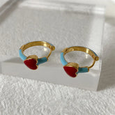 Enamel Heart Small Hoop Trendy Geometric Statement Round Circle Huggie Earring